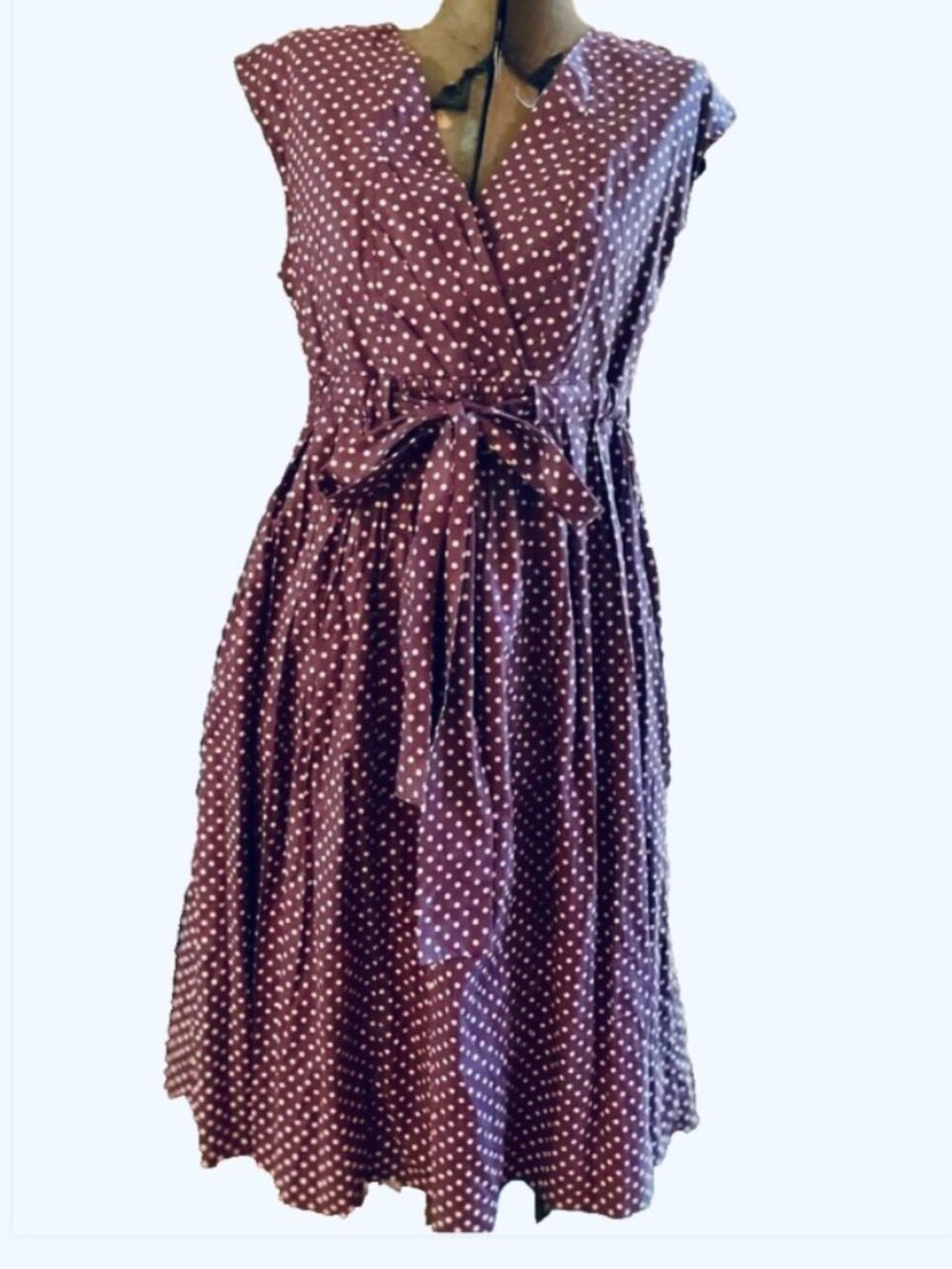 Garnet Hill Polka-dot Midi Dress, 100% Cotton, Sz 8/10